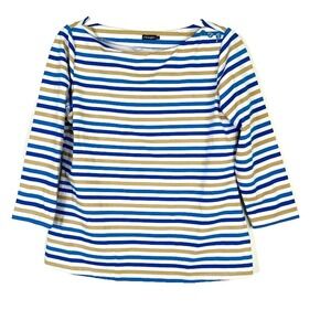 J McLaughlin Womens‎ Size Large Catalina Cloth Shirt Striped 3/4 Sleeve Stretchy